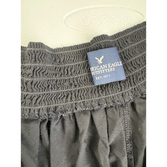American Eagle Outfitters Smocked Waist Capri Pants XXL Black Casual - Picture 2 of 8